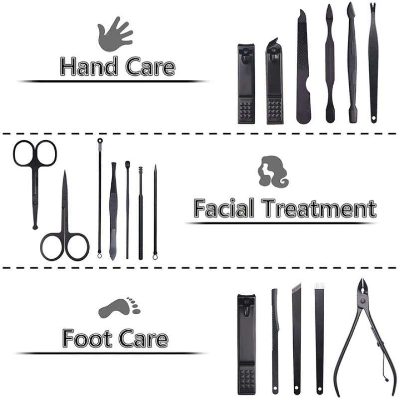 Коледен подарък - Сет инструменти за маникюр и педикюр в черен калъф-foto5