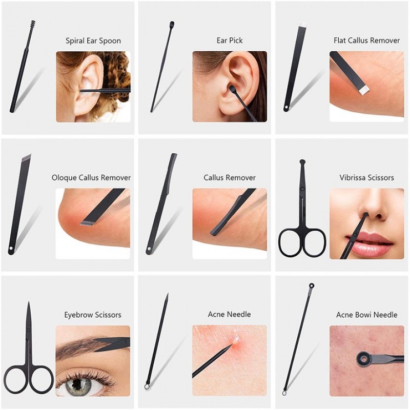 Коледен подарък - Сет инструменти за маникюр и педикюр в черен калъф-foto6