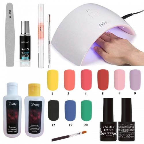 Стартов Комплект за маникюр с 9 броя цветен гел 
