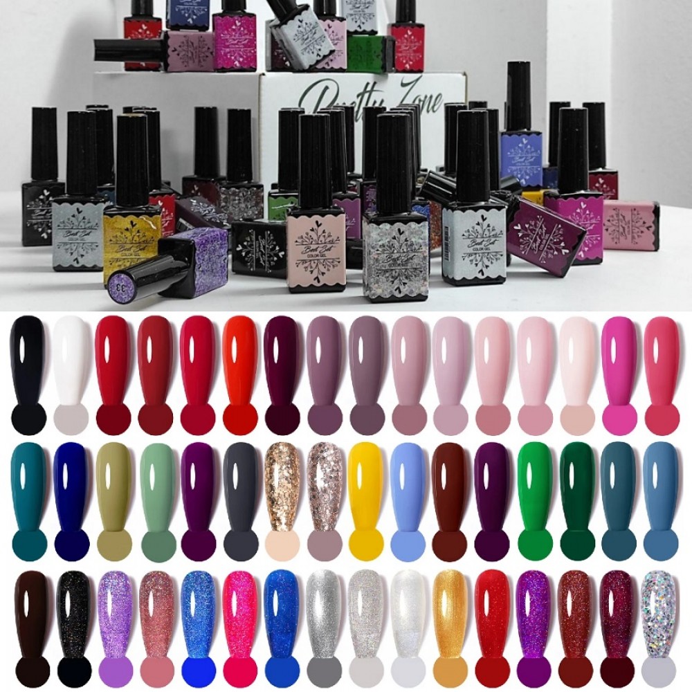 BEST SET 48 цвята гел лак + Топ + База,  с ДВЕ четки 