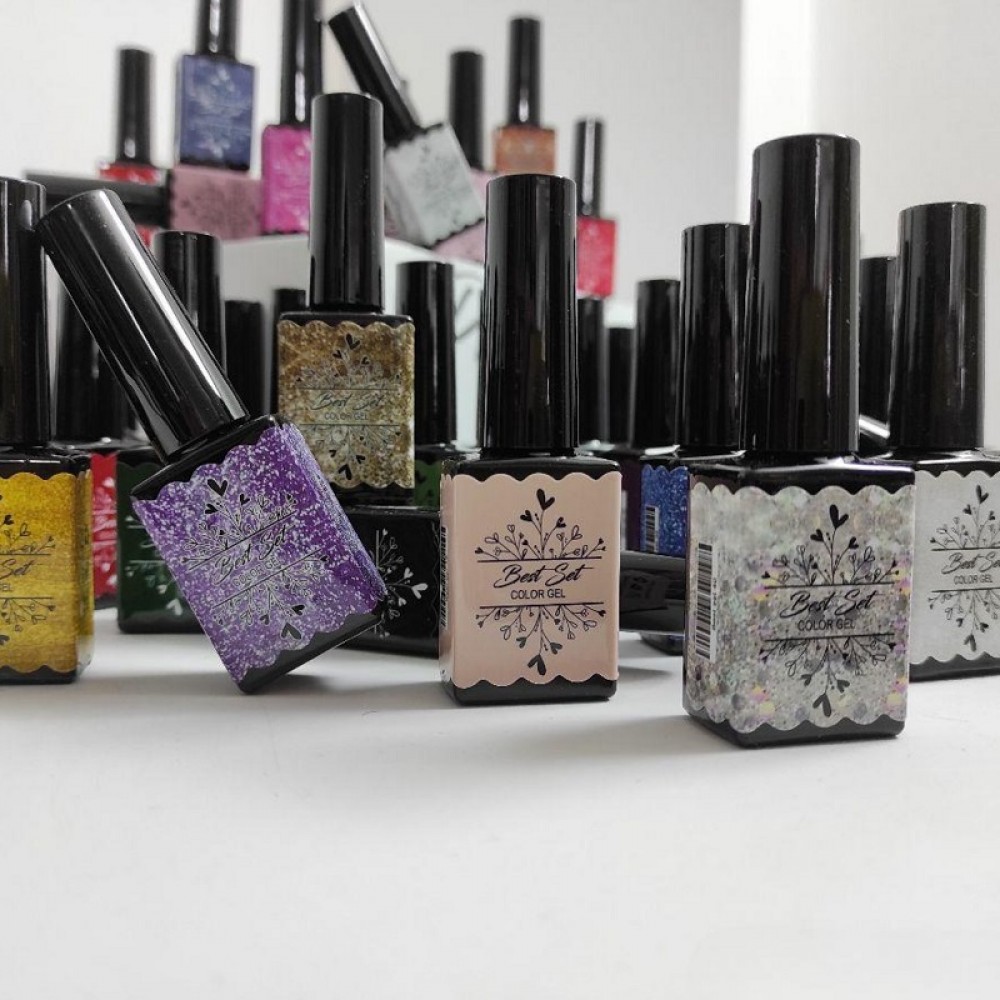 BEST SET 48 цвята гел лак + Топ + База,  с ДВЕ четки 