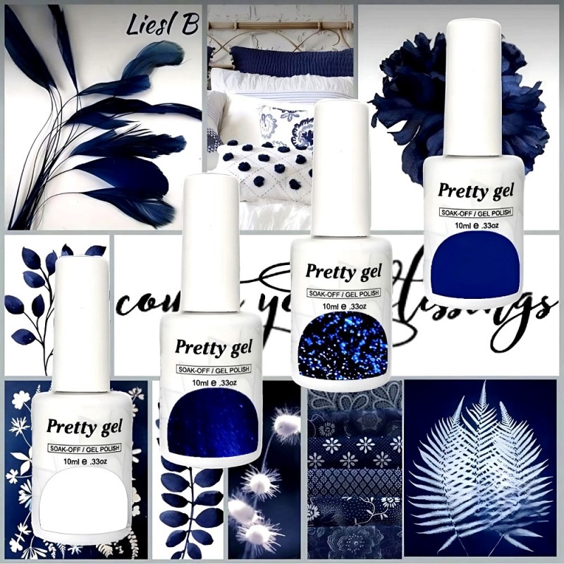 Комплект 4 цвята Синьо Кадифе