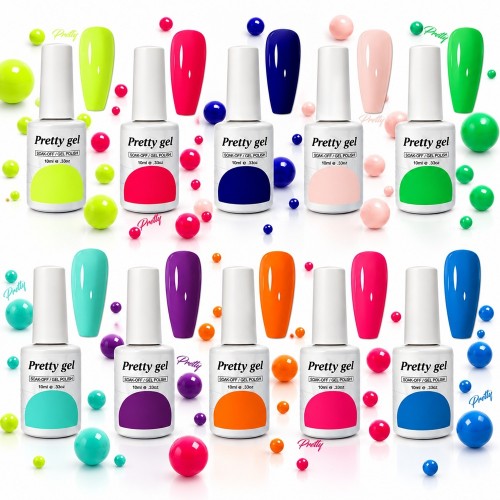 Комплект с 10 цвята Гел Лак Pretty по 10 мл