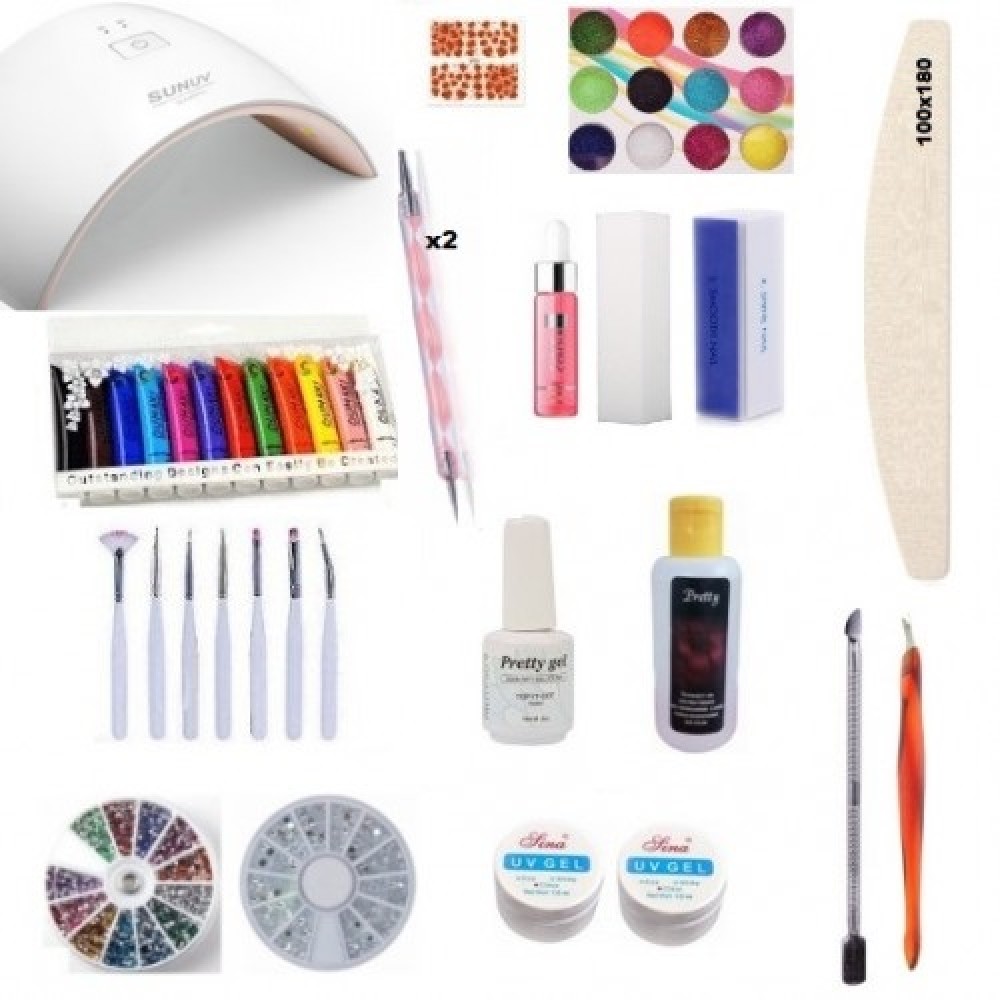 Комплект ув гел и акрилни боички 17 части Комплект ув гел и акрилни боички 17 части