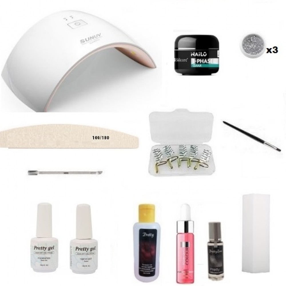 Комплект за маникюр с изграждащ uv гел Pretty и лед лампа 24W Комплект за маникюр с изграждащ uv гел Pretty и лед лампа 24W