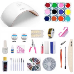 Комплект цветен гел и инструменти за ноктопластика с подарък гел лак﻿