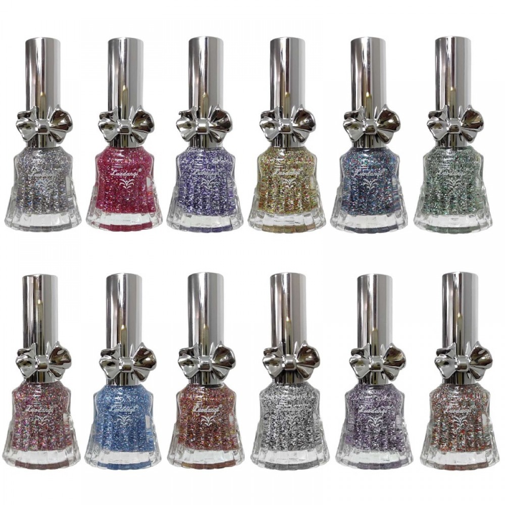 Комплект 12 Дълготрайни лака "Панделки" с точици и нежен блясък