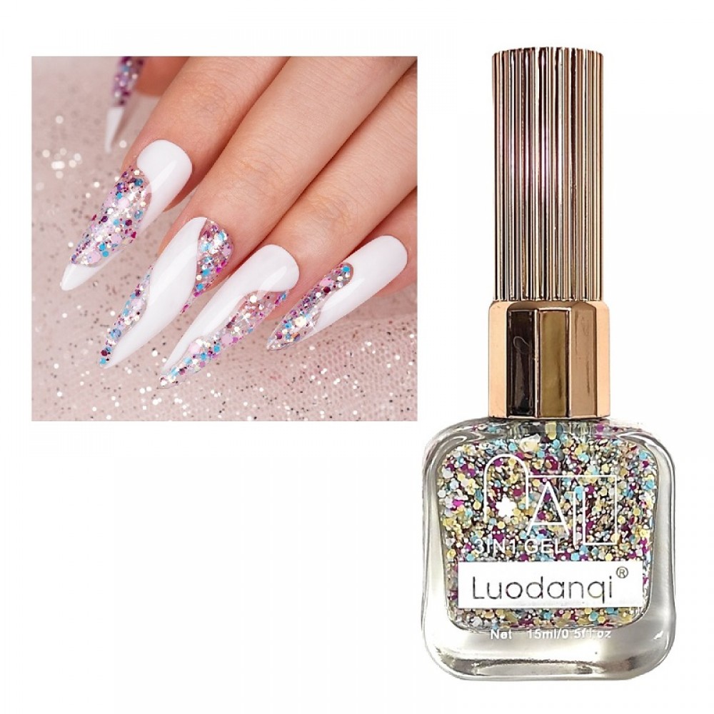 Комплект 12 лакa с конфети в нежни цветове 15мл