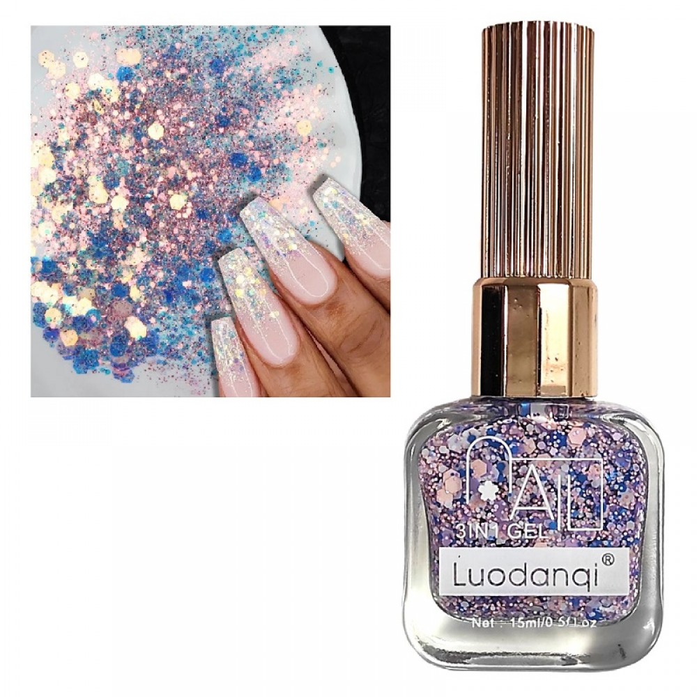 Комплект 12 лакa с конфети в нежни цветове 15мл