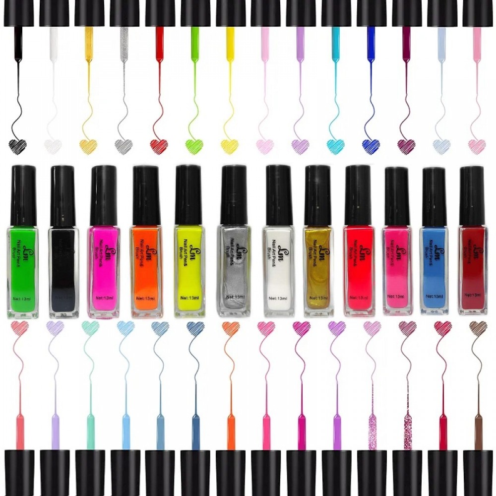 Лак за рисуване с тънка четка 12 цвята в комплект