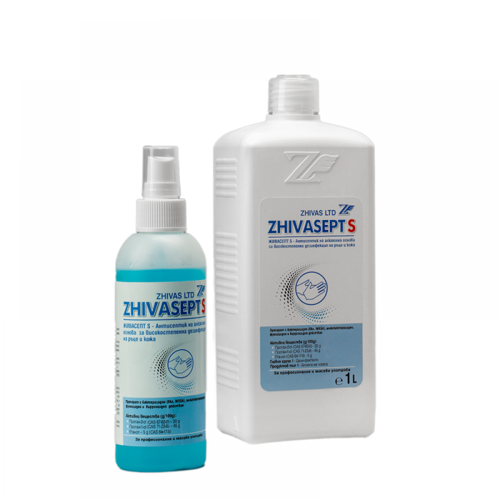 Живасепт -течност за дезинфекция на ръце 200мл, 1 л Живасепт -течност за дезинфекция на ръце 200мл, 1 л
