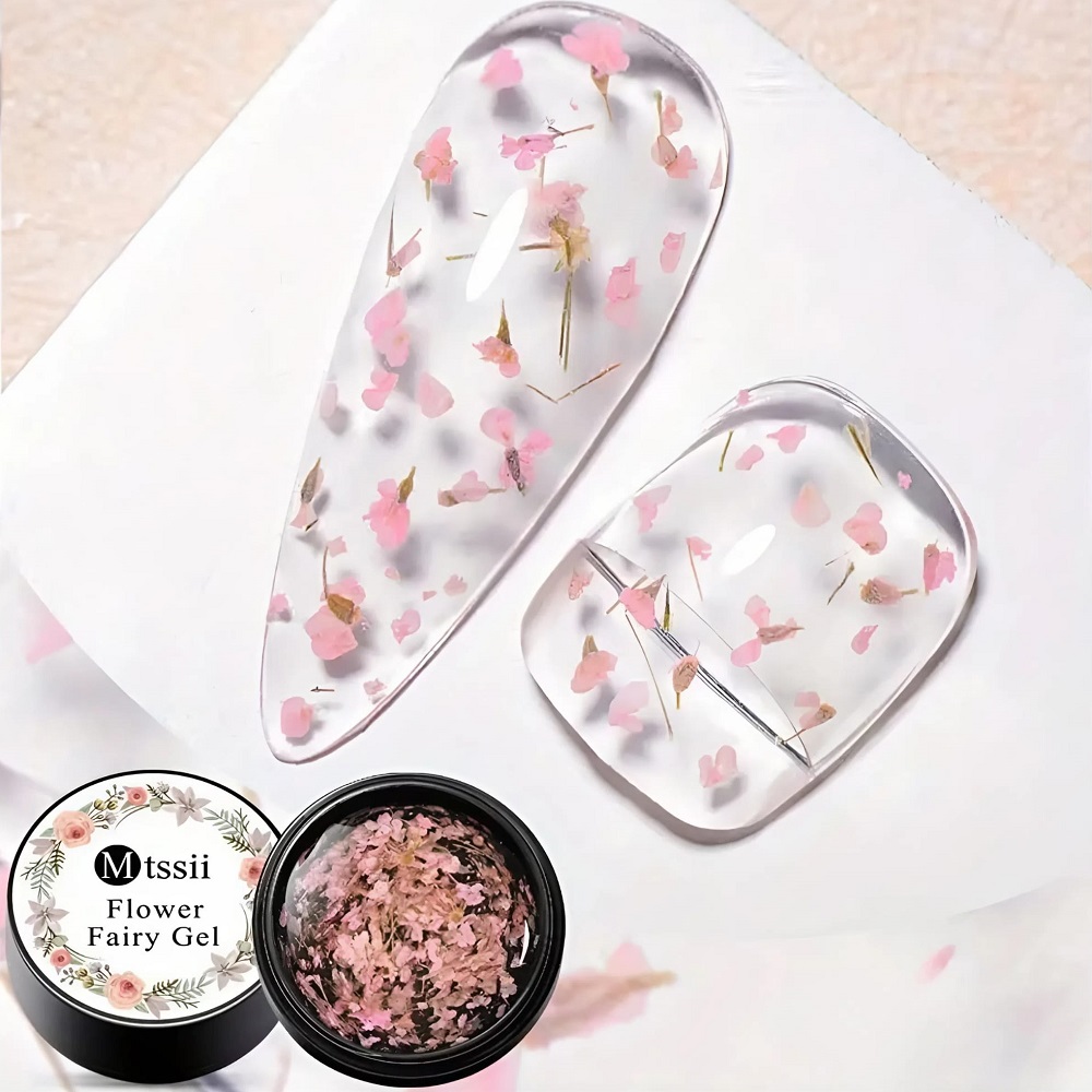 Прозрачен гел със светлорозови цветчета