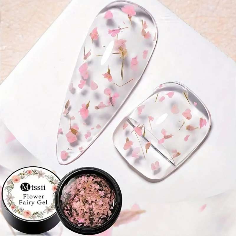 Прозрачен гел със светлорозови цветчета Прозрачен гел със светлорозови цветчета