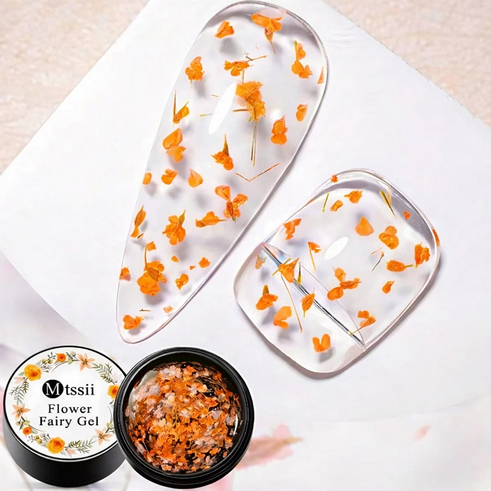 Прозрачен гел с оранжеви цветчета