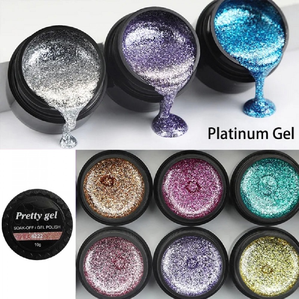 ЦВЕТЕН UV/LED ГЕЛ PRETTY Platinium-10 гр в кутийка Супер покривен