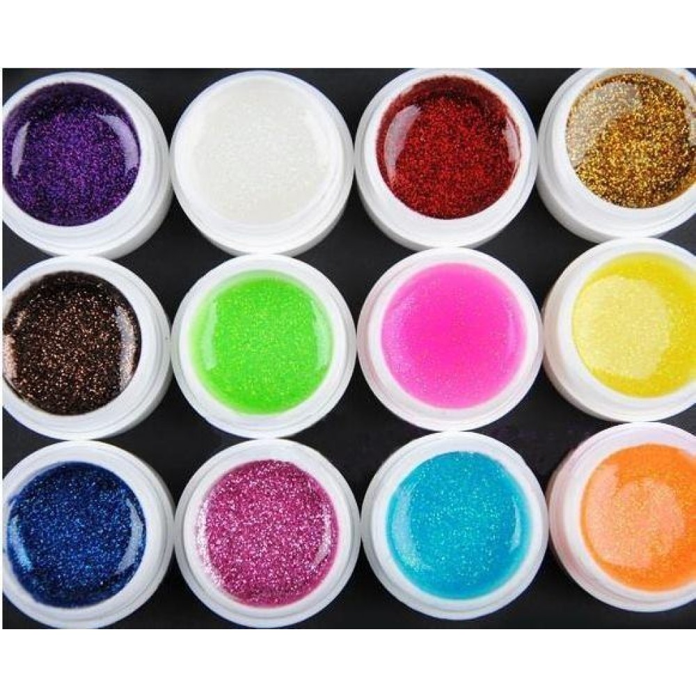 Цветни гелове Ситен брокат 12 х 8 гр