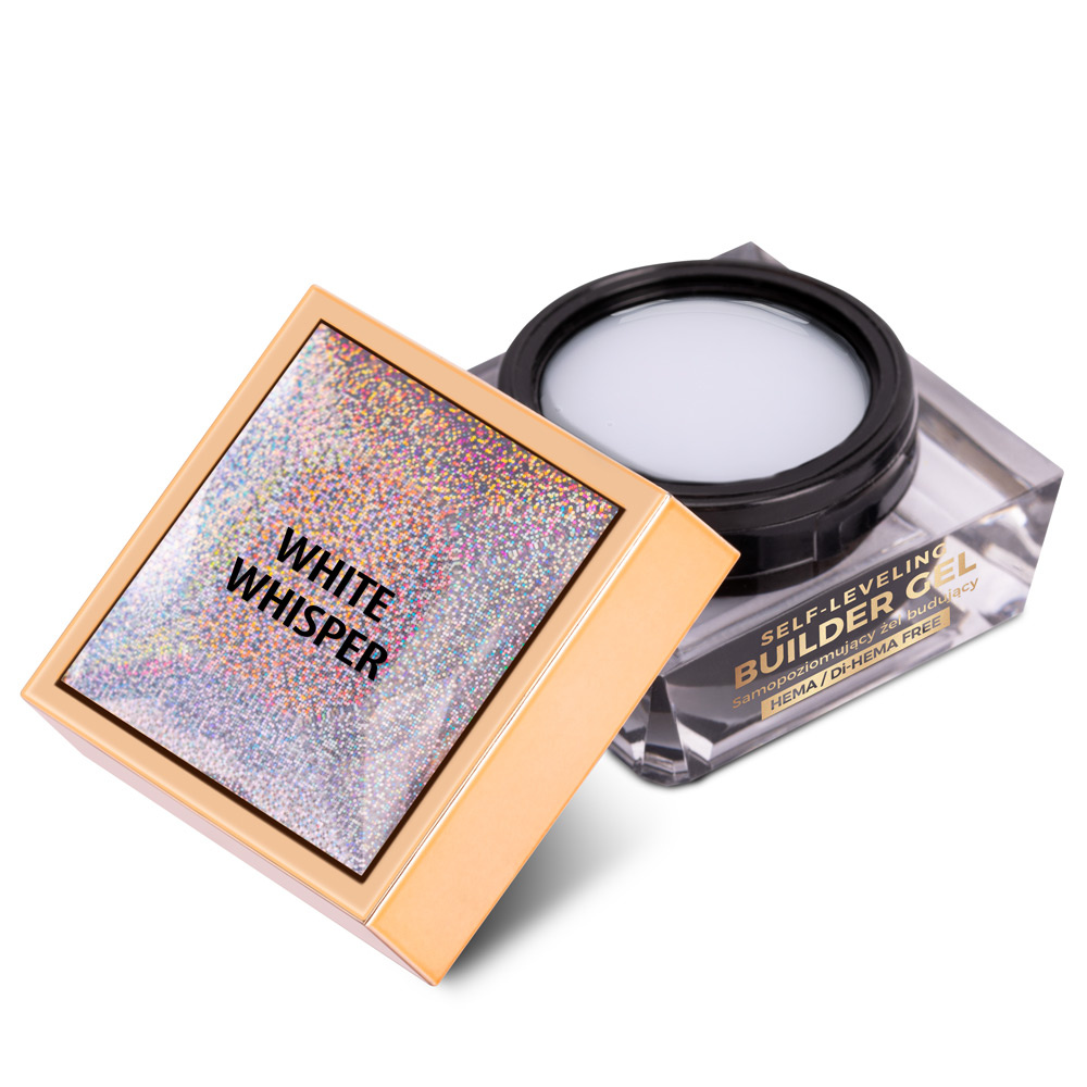 Саморазливен изграждащ гел Molly Nails White Whisper HEMA/Di-HEMA Free, средна гъстота, 50 г