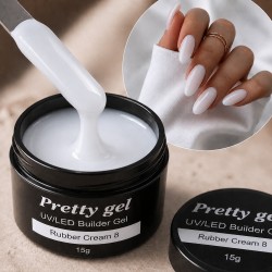Изграждащият Rubber Cream Pretty 8 млечно бял Изграждащият Rubber Cream Pretty 8 млечно бял