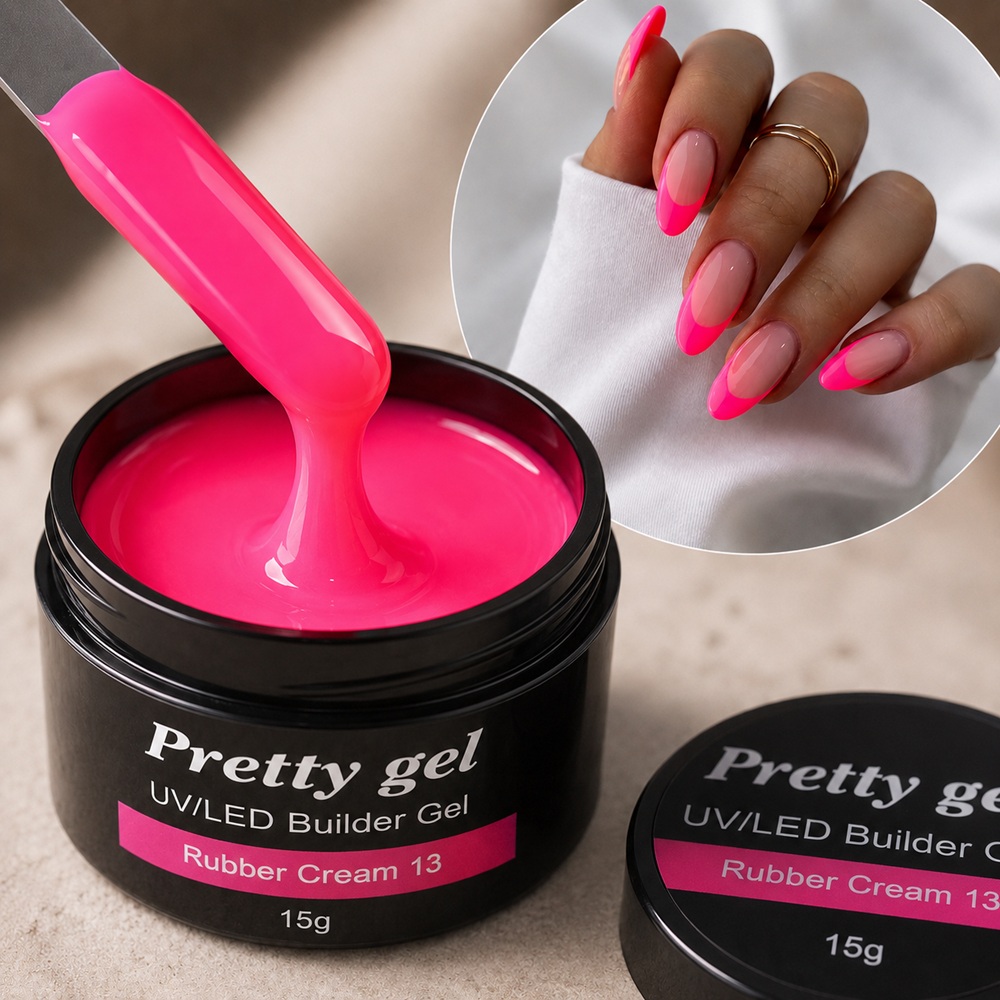 Изграждащият Rubber Cream Pretty 13 неоново розов Изграждащият Rubber Cream Pretty 13 неоново розов