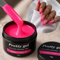 Изграждащият Rubber Cream Pretty 13 неоново розов Изграждащият Rubber Cream Pretty 13 неоново розов