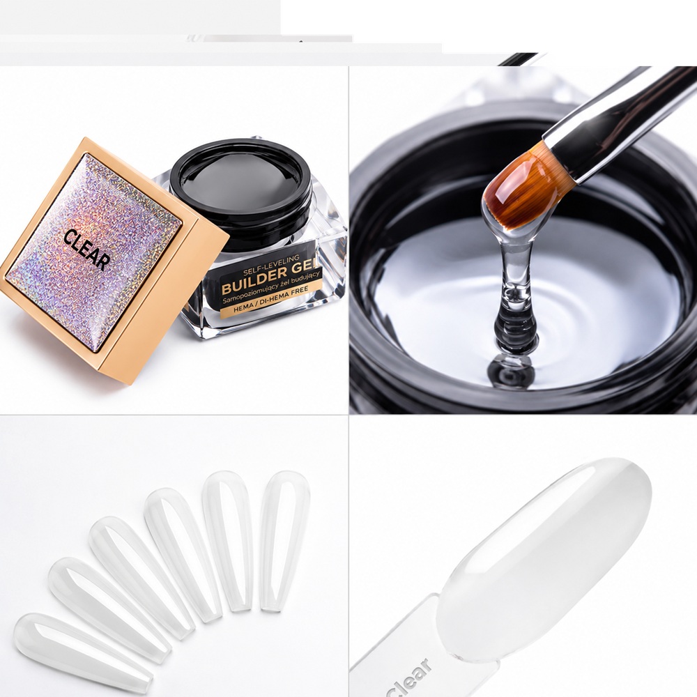 Саморазливен изграждащ гел Molly Nails Clear - прозрачен HEMA/Di-HEMA Free, средна гъстота, 50 г Саморазливен изграждащ гел Molly Nails Clear - прозрачен HEMA/Di-HEMA Free, средна гъстота, 50 г