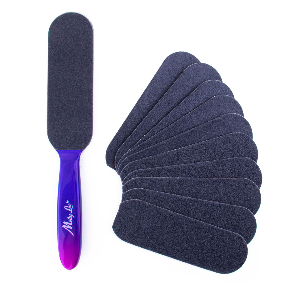 КОМПЛЕКТ Двустранна Метална пила за педикюр Хамелеон+12 резервни гриф-подложки