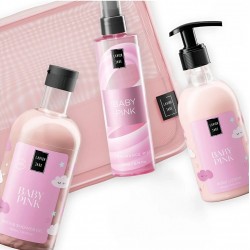 Комплект "Baby Pink" 3 части с аромат на бебешка пудра – Душ гел, Лосион за тяло и Парфюм -foto2