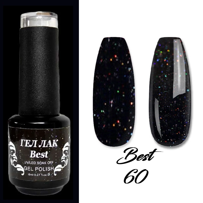 Гел лак Best 60 Черен с брокат