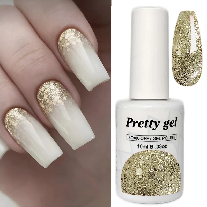 Гел лак Pretty A8 Нежно Бяло Злато