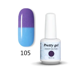 Гел лак Pretty Термо 105 - 5728 Брокатено лилаво към синьо
