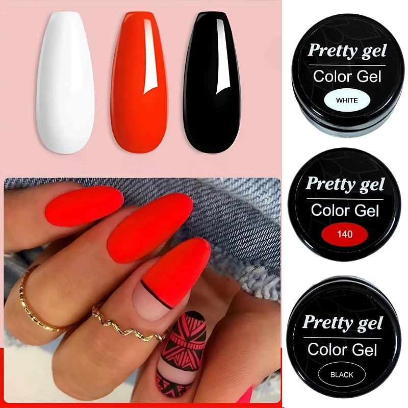 Сет Shiny Бяло Черно и Червено - 3 бр Цветни Гелове Pretty 5 гр 140, black, white
